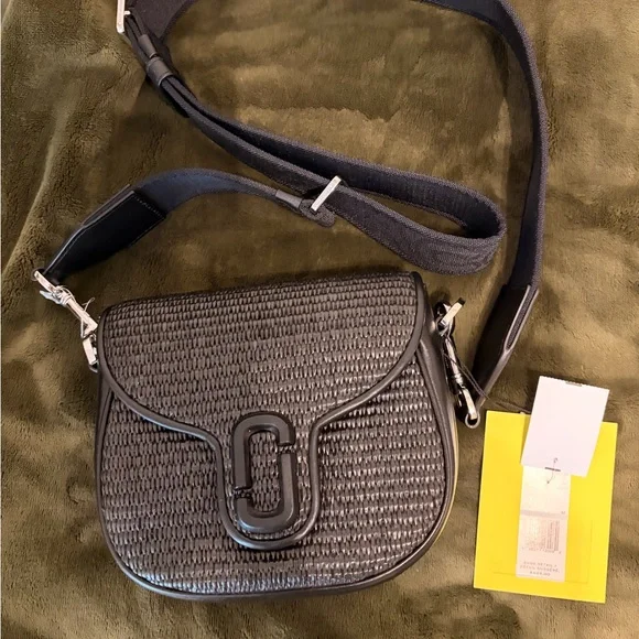 Marc Jacobs Black Raffia Crossbody Saddle Bag NWT - Picture 3 of 13